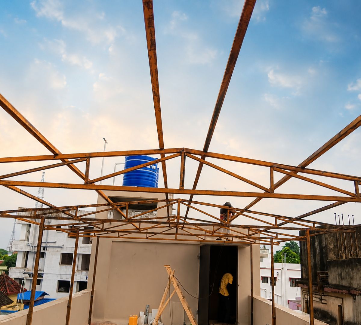 Roof Structure in Progress by Radha Krishna Enterprise